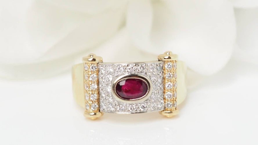 Bague 55 Bague ruban en or bicolore, diamants et rubis 58 Facettes 32538