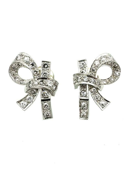 Boucles d'oreilles Art-Déco en platine et diamants 58 Facettes