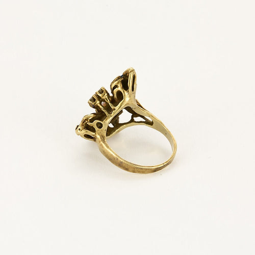 Bague 46,5 Bague or jaune à décor de papillon, opale, émail et diamants 58 Facettes B250439