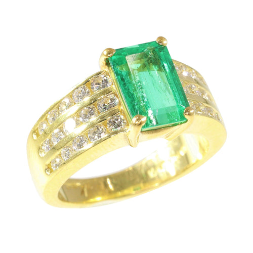 Bague 51 La splendeur verte de Kutchinsky : bague de fiançailles en émeraude de 2,33 ct avec accents de diamants 58 Facettes 13262-0119