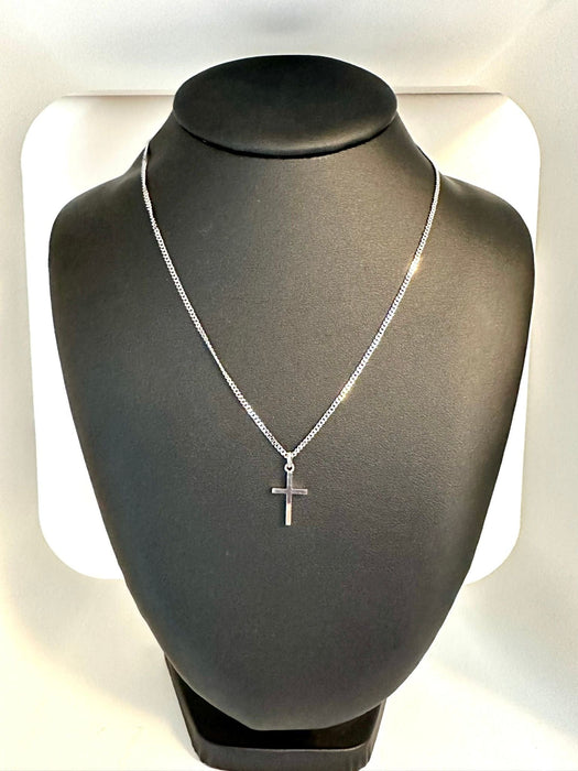 Collier Pendentif croix italienne avec chaîne de Chini en or blanc 58 Facettes