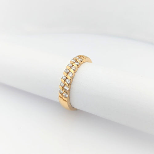 Bague 53 Demi Alliance en or jaune et diamants 58 Facettes 29035