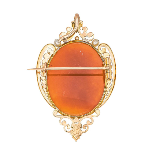 Broche Broche Camée Or rose Perle, Agate 58 Facettes 2826013CN