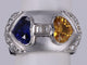 Bague Saphirs bleus et jaunes coeur vintage avec diamants 58 Facettes BA-1129