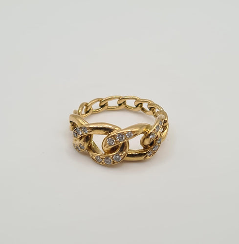 Bague 54.5 Bague or jaune 18 carats sertie de diamants 58 Facettes