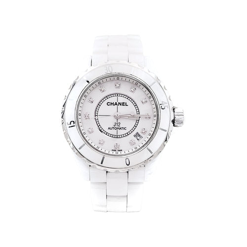 Montre Montre Chanel, "J12", céramique blanche, diamants. 58 Facettes 35200