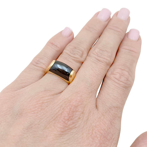Bague 51 Bague Bulgari, "Tronchetto", or jaune et hématite. 58 Facettes 35004