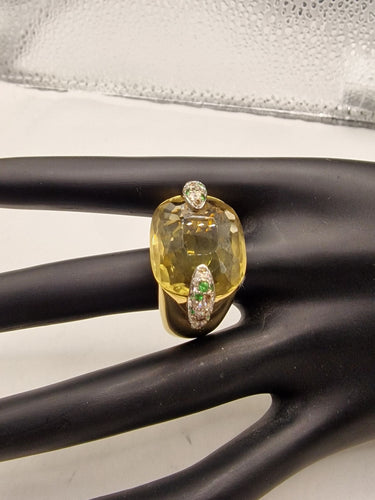 Bague 60 Pomellato - Bague Pin Up en or jaune 18 k, citrine, tsavorites et diamants 58 Facettes