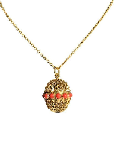 Pendentif Pendentif or jaune pierres imitation corail 58 Facettes