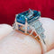 Bague 54 Bague or blanc Zyrcon Bleu naturel 4.60 carats  et diamants 58 Facettes 7849 A
