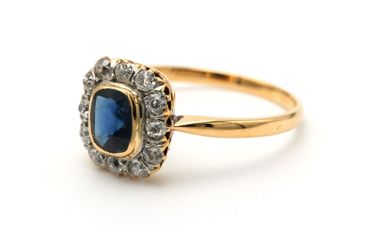 Bague 59 Bague Art Déco - Bague en or jaune 18 carats, saphir et diamants 58 Facettes 23355