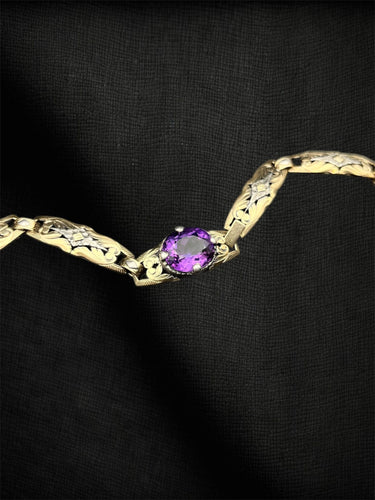 Bracelet Bracelet Princesse de la Nuit en or et argent avec une améthyste de 11,50 ct 58 Facettes