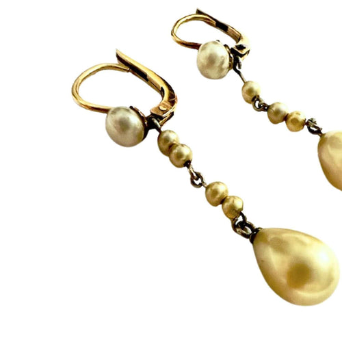 Boucles d'oreilles Boucles d'oreilles en or 18 ct de style rétro avec perles 58 Facettes Q48B