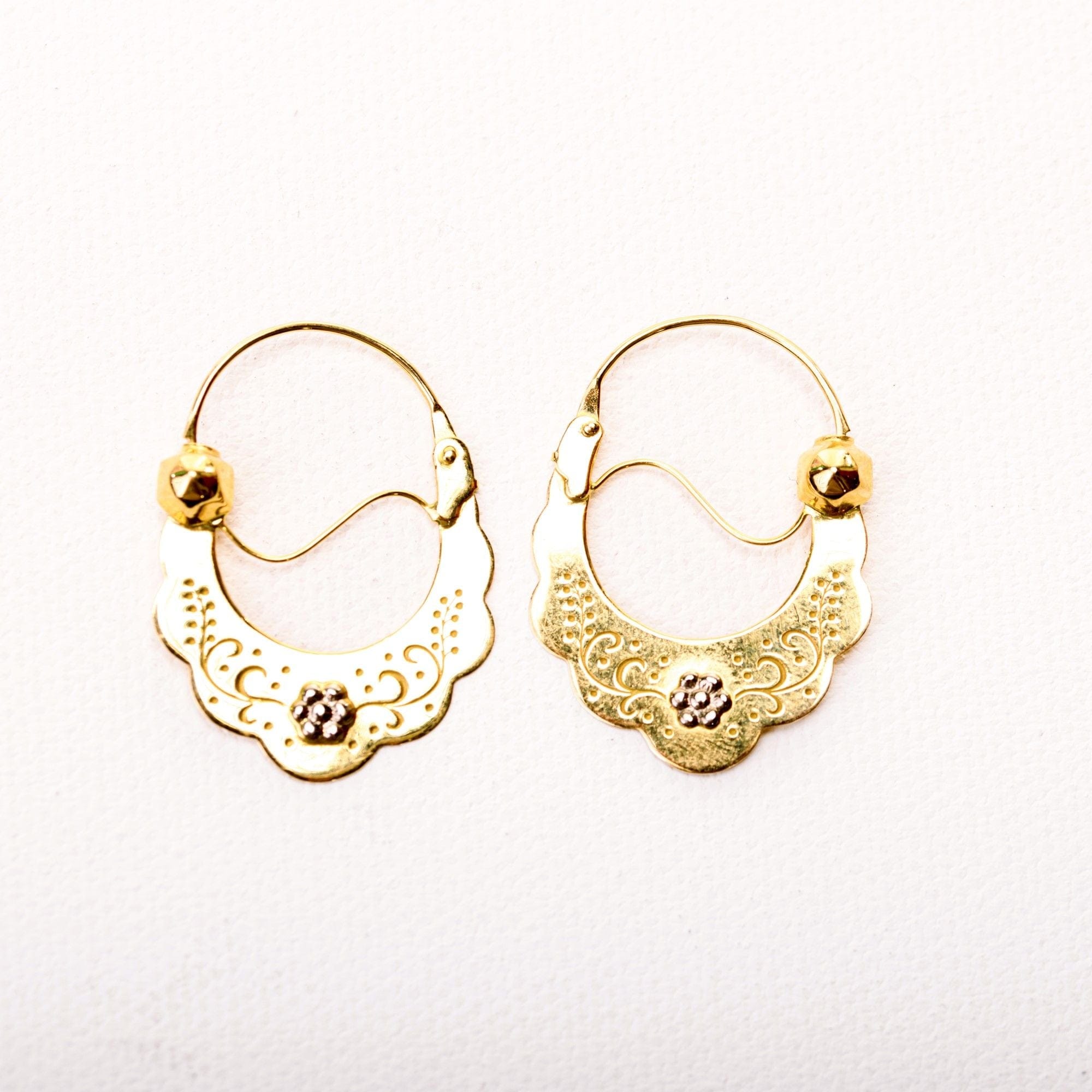 Boucles D'oreilles Créoles Enfant/femme Dorées Rasantine, Style Savoyard, N°022