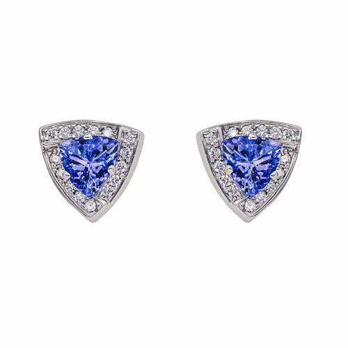 Boucles d'oreilles Puces Or blanc Tanzanite, Diamant