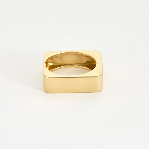 Bague 58 Bague moderniste de forme carré en or jaune et diamant 58 Facettes THI0518