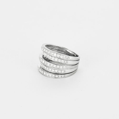 Bague 49 Bague moderne or blanc et diamants 58 Facettes EVR2612