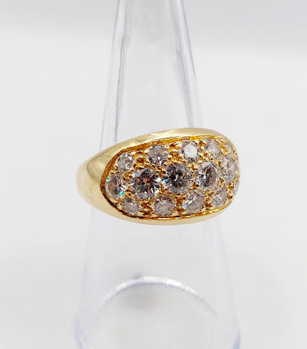 Bague 53 Bague jonc bombée or jaune et 2,20 carats de diamants taille brillant 58 Facettes A06334