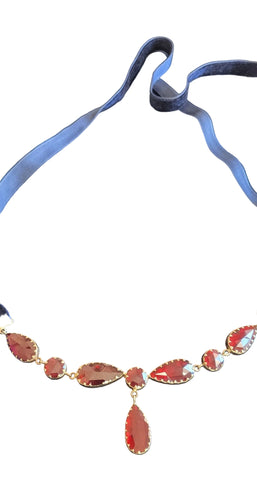 Collier Vintage en or jaune serti de grenats de Perpignan 58 Facettes