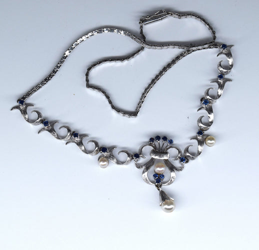 Collier Collier vintage en perles et saphirs des années 60 58 Facettes