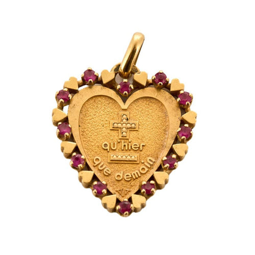 Pendentif Pendentif Coeur or jaune et rubis de synthèse 58 Facettes LOR3371