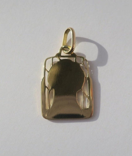 Pendentif Médaille Art Déco or jaune Vierge Marie Vitrail 58 Facettes