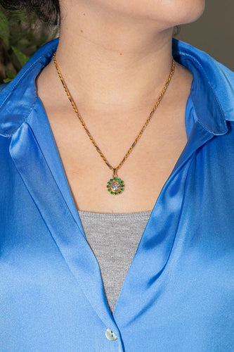 Collier Collier Pendentif Or jaune Diamant, Emeraude 58 Facettes 4387217CN