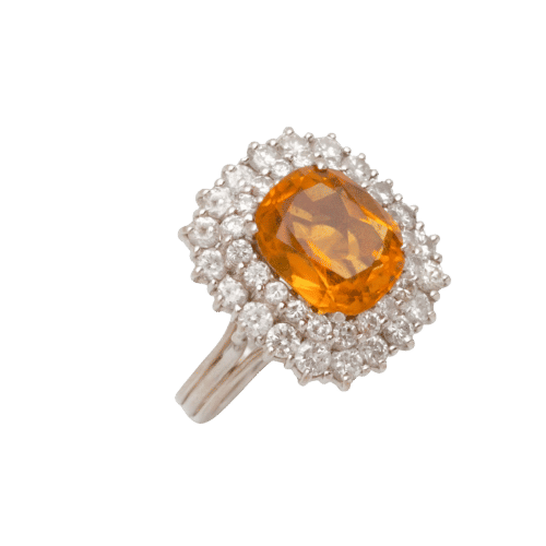 Bague 55 Bague Pompadour citrine 4,5 carats et diamants en or blanc 58 Facettes