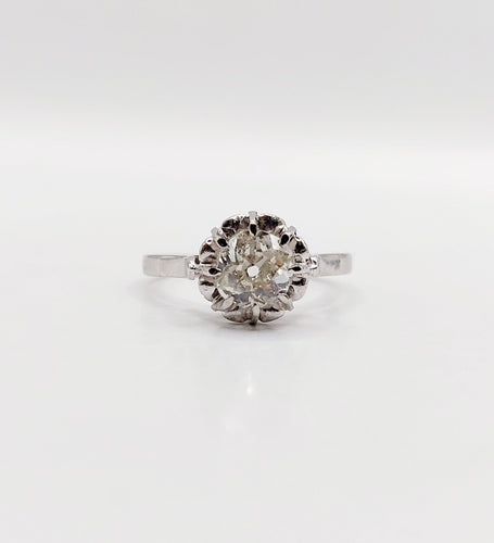 Bague 52.5 Bague solitaire Art déco en platine et diamant taille ancienne 0,80 carat 58 Facettes A06282