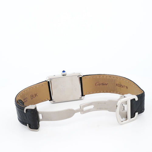 Montre Cartier - Montre Tank Solo quartz cadran ivoire chiffres romains boîtier acier 58 Facettes