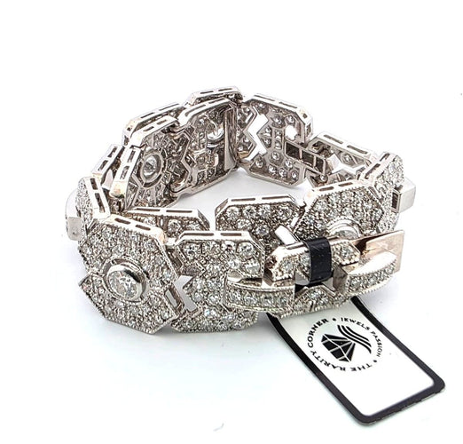 Bracelet Superbe bracelet Art Déco en platine avec diamants 58 Facettes