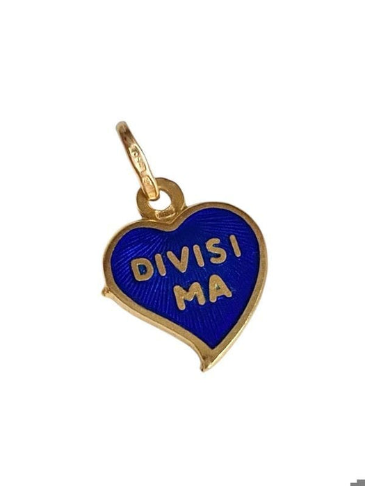 Pendentif Pendentif cœur en or jaune 18k et émail guilloché bleu 58 Facettes