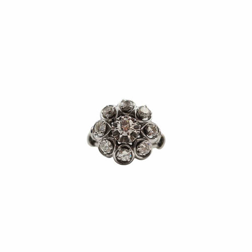 Bague 56 Bague fleur platine diamants 58 Facettes