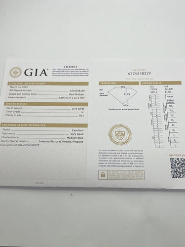 Bague 50 Solitaire or jaune et diamant ovale 0,70 ct 58 Facettes 77601