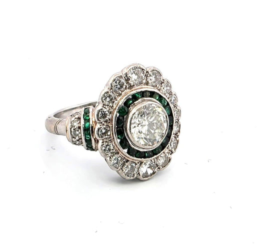 Bague Bague en platine sertie de diamants et d'émeraudes (47/26 A 09/26) 58 Facettes