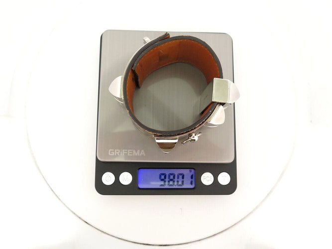 Bracelet bracelet HERMES medor collier de chien en cuir de lezard niloticus argente 58 Facettes 272558