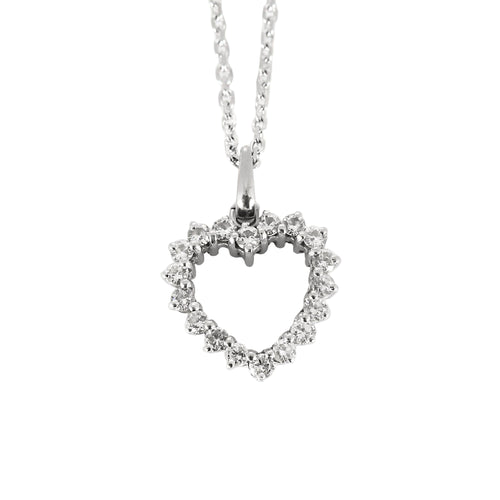Collier Chaîne en or blanc et pendentif coeur diamants 58 Facettes ARL0760