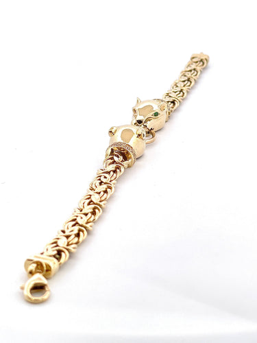 Boucles d'oreilles Parure 3 pièces têtes de panthères or jaune 18 carats , pierres synthétiques 58 Facettes