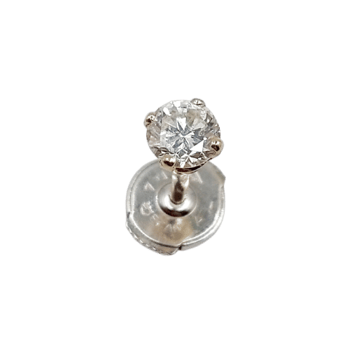 Puce d'oreille SEULE vintage or blanc et diamant de 0.38 carat 58 Facettes A06242
