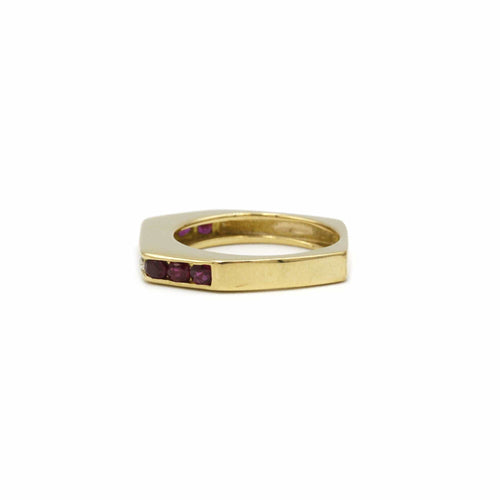 Bague 49 Triple bague Or jaune Diamants Emeraude Saphir Rubis 58 Facettes 240025R