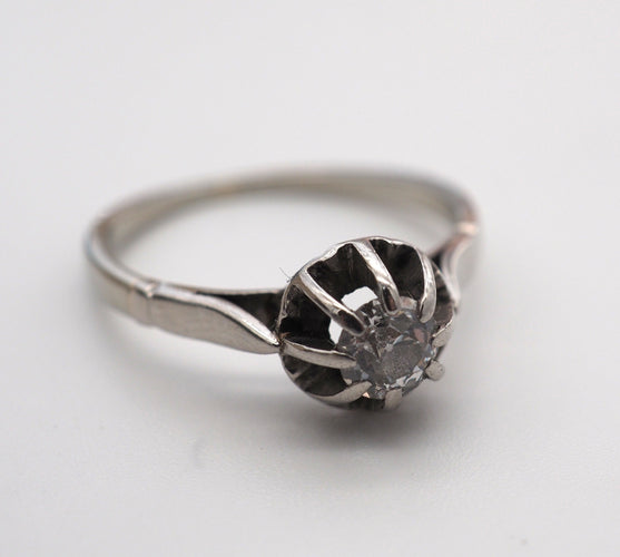 Bague 53 Bague or blanc et diamant 58 Facettes