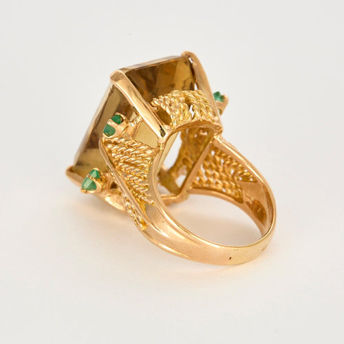 Bague 56.5 BAGUE CITRINE EMERAUDES 58 Facettes 32600168