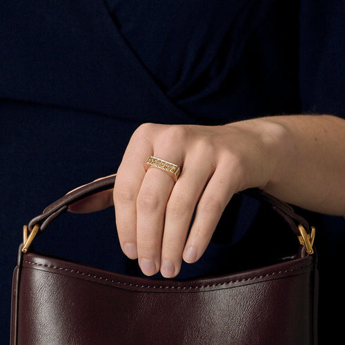 Bague 59 Bague design or jaune et diamants jaunes 58 Facettes