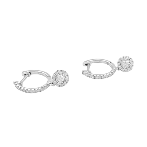 Paire de créoles or blanc, diamants.
