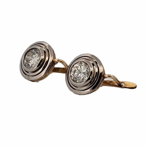 Boucles d'oreilles en argent et or bas avec gros diamants