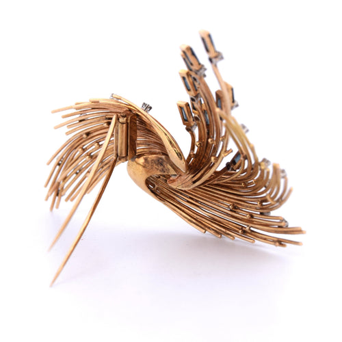 Broche Broche vintage en or jaune, diamants et saphirs 58 Facettes