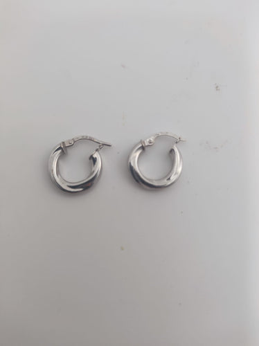 Boucles d'oreilles Créoles petit modèle en or gris 18k 58 Facettes