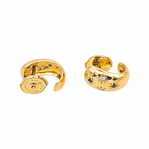 Boucles d'oreilles Boucles d'oreilles Demi créoles Or jaune Diamant, Saphir 58 Facettes 4890759CN