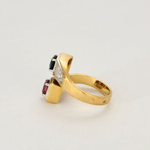 Bague en Or jaune 18k Saphir and Rubis