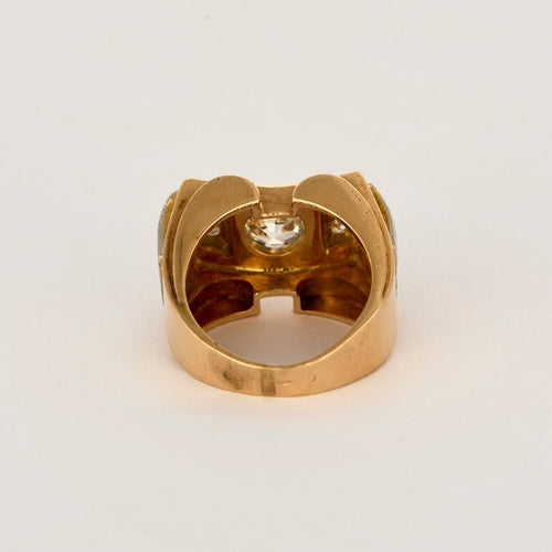 Bague 51 Bague tank or rose et gris et diamants 58 Facettes CAN09342